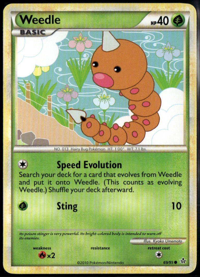 Weedle Common - HGSS Unleashed 69/95 2010 LP+ Pokemon Card