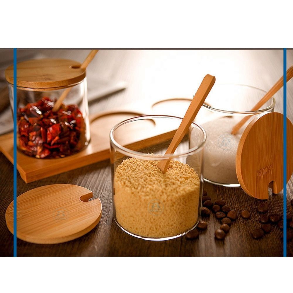 3IN1 Glass Spices Jar Yellow Kitchen Storage Jar Condiment Container