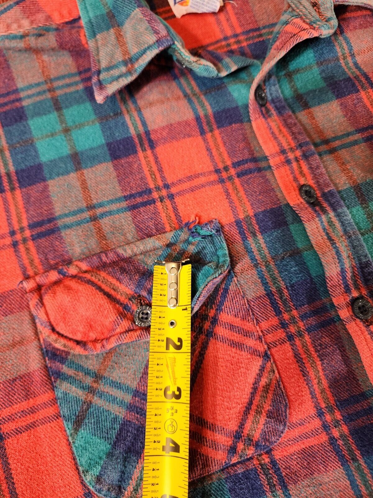 Vintage 1980s Dickies Plaid 100% Cotton Flannel S… - image 9