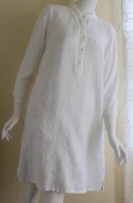 NEW J.Jll -Sz S White Luxury Art Linen Embroidered Shirt Dress or Tunic Top 