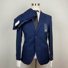 Nautica Men's 2-Pc Suit Blue Birdseye Jacket Blazer 40S Pants 34W 28L