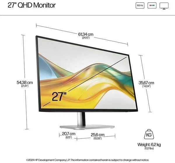 HP 527pq Series 5 Pro LED monitor 68.6cm 27" 2560 x 1440 QHD IPS Jet Black - Image 2 of 4