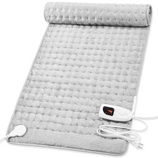 Electric Heating Pad 40x20 Gray, 6 Heat Settings, Back Shoulders Abdomen