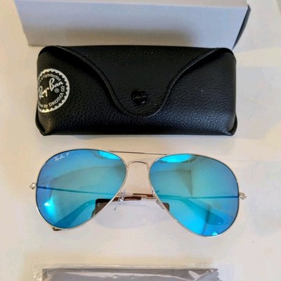 Ray-Ban Aviator Sunglasses Polarized Blue Mirrored Lens  display picture 2