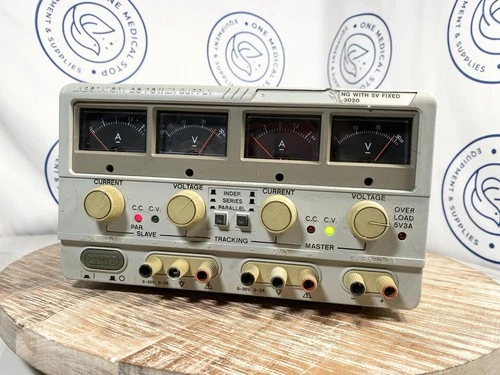 GW GPC-3020 LABORATORY DC POWER SUPPLY DUAL TRACKING W/ 5V FIXED