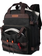 WELKINLAND 90-Pockets Electrician Backpack, Wax-Canvas Tool Backpack Heavy Du...