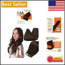 Tape In Hair Extensions 18 Inch - Dark Brown Remy Human Hair, 20Pcs for Insta...