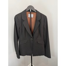 Classiques Entier Blazer Women 10 Grey Pinstripe Single Button Classic Workwear