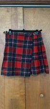 Vintage 100 Wool Tartan Kilt Red and Green Pleated Mini Skirt 28  Waist