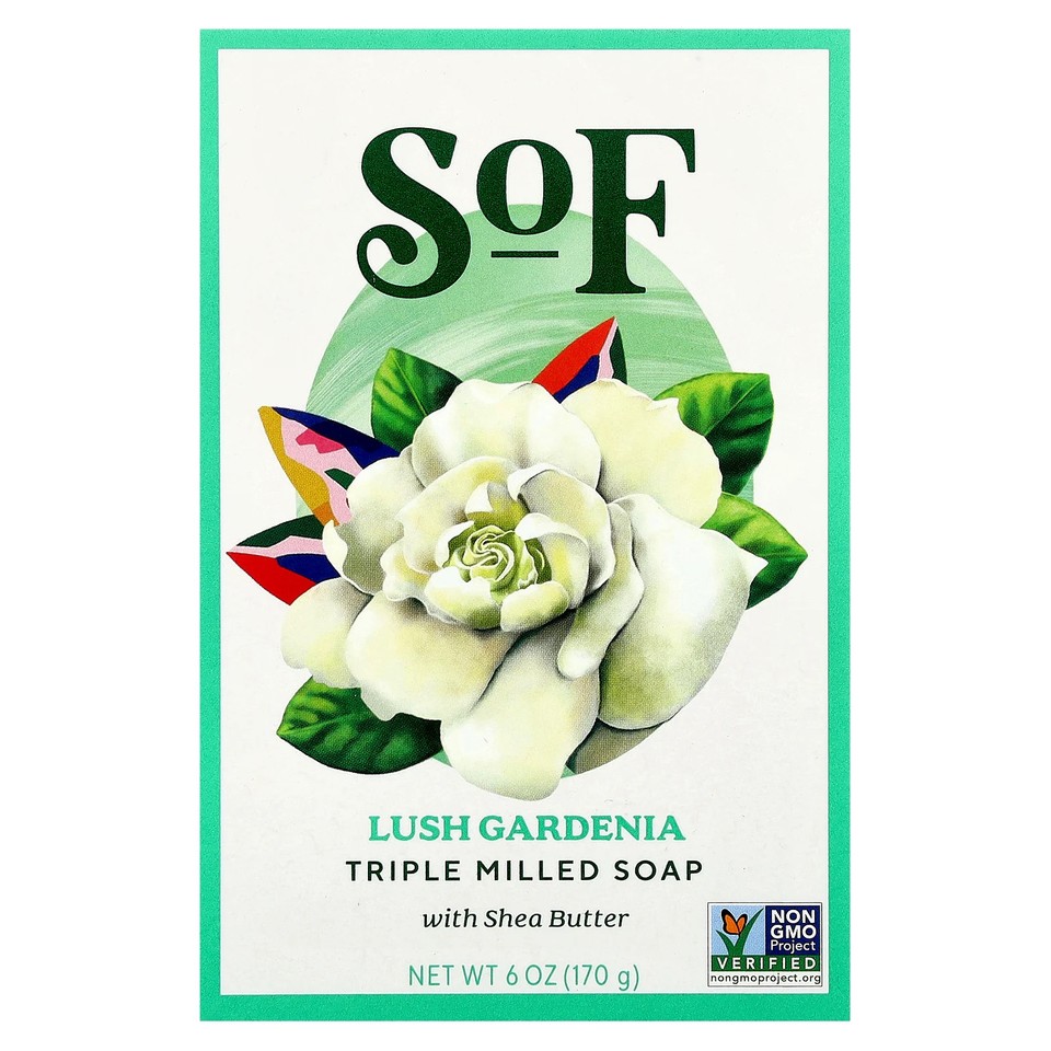 Triple Milled Bar Soap with Shea Butter, Lush Gardenia, 6 oz (170 g)