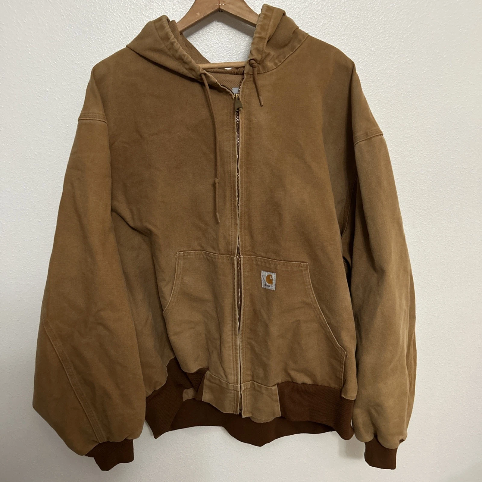Carhartt 4XL Brown Tan Active Hooded Zipup Work Wear. 2009 Hunting Coat
