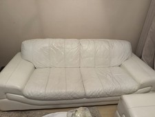 White Leather Sofa- 3 Seater