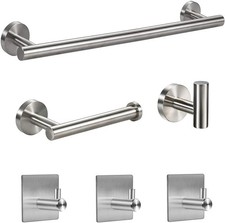 6pcs Bathroom Hardware Accessories Set Towel Bar Set Silver