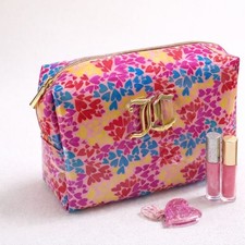 NWT Juicy Couture Pink Hearts Cosmetics Bag Dome Makeup Toiletry Case