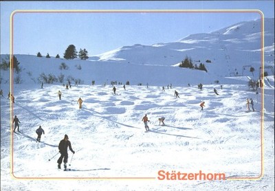 Skigebiet Stätzerhorn Valbella-Parpan Schweiz Skifahrer Foto Postkarte 1993
