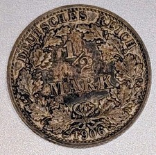 M&uuml;nze Deutsches Reich 1/2 Halbe Mark 1906