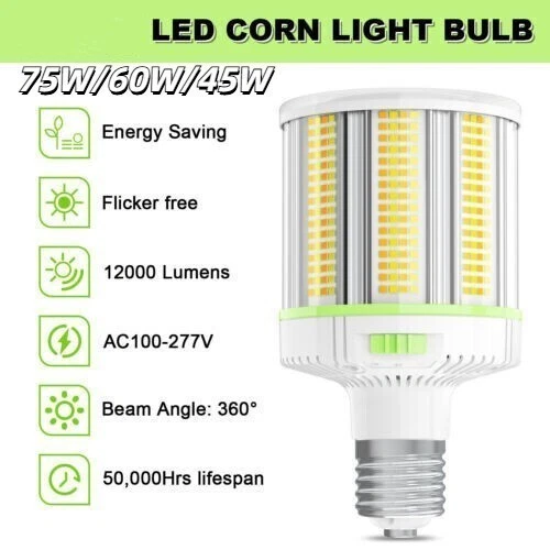 8Pack 75W/60W/45W LED Corn Light Bulb E39 Base Warehouse High Bay Light CCT 5000 - Image 4 of 4