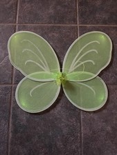 NEW Green nylon fairy butterfly costume wings 17x22 Tinker Bell Sparkly