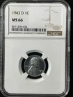 1943-D 1C  Lincoln Wheat One Cent NGC MS66    8671269-034