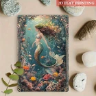 Vintage Mermaid Ocean Dreamscape Tin Metal Signs Home Décor 8x12
