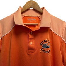 Lacoste Sport Men's Size M Orange Crocodile Logo Miami Open Tennis Snap Polo euc