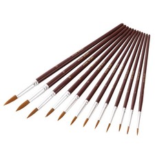 12 Pieces Watercolor Painting Brush Set Nylon Hair Wine Red Color Brushes