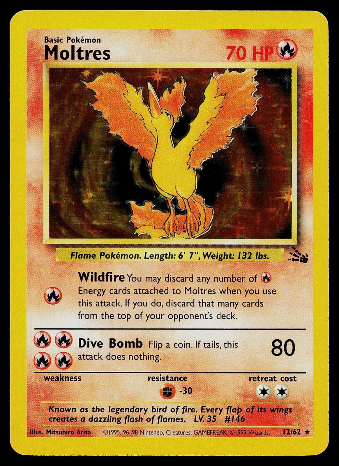 Pokemon Card - Moltres Fossil 12/62 Holo Rare