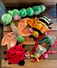 Lot of 5 VTG Bugs & Insects TY Beanie Babies Lucky Scurry Buzzie Glow Squirmy