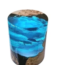 Sea Cave Diving Scene Natural Wood and Resin 4.5" X 4" ( Missing Lighted Base )