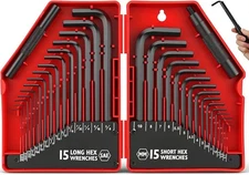 32-Pcs Hex Key Wrench Set,Metric and SAE Allen Wrenches 0.028-3/8 inch,0.7-10 mm