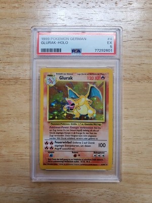 Pokemon PSA 5 Ex 1999 Charizard Glurak German Base Set Holo Card