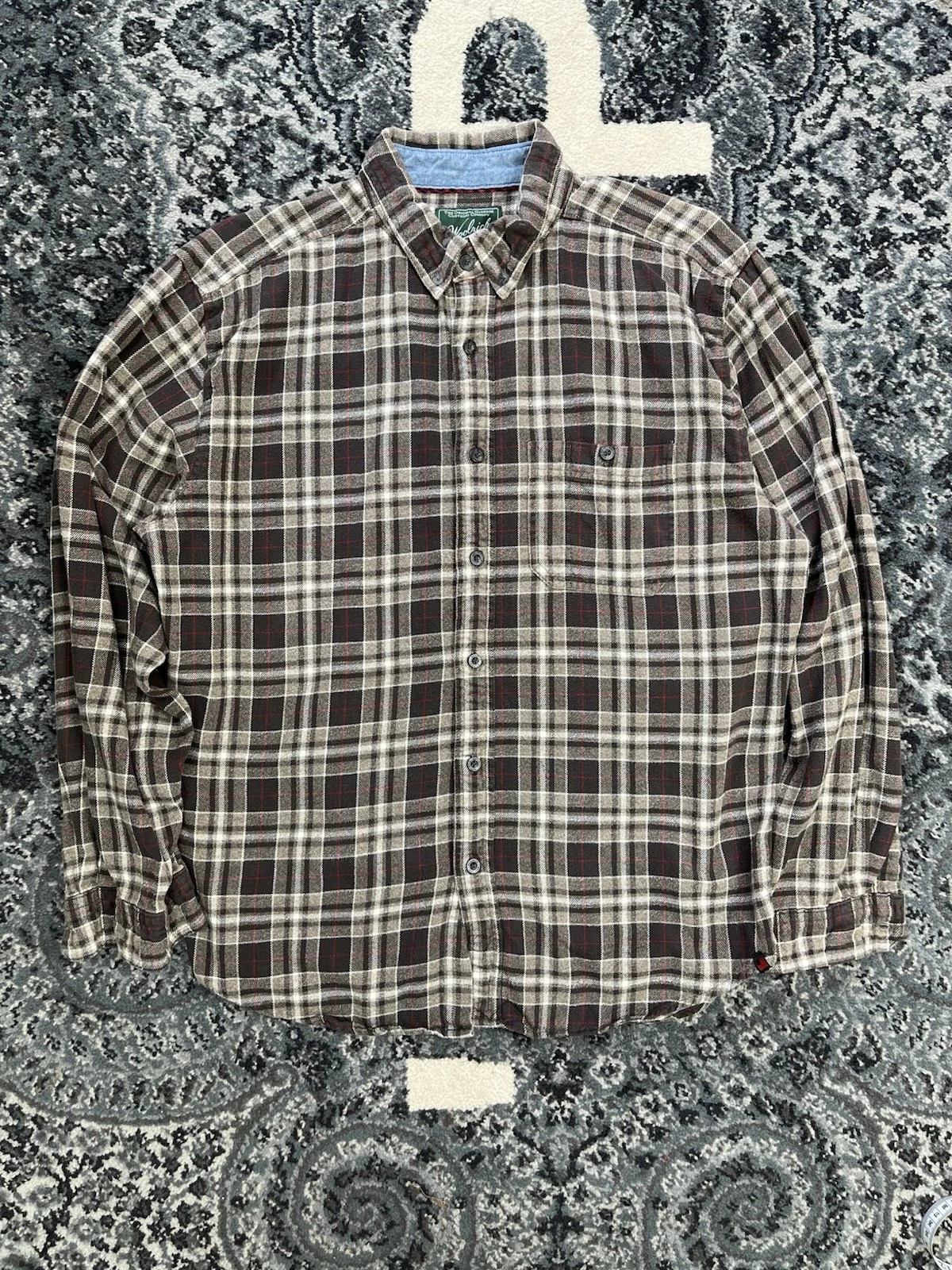 Woolrich Flannel Long Sleeve Button Down Shirt Multi Plaid Hiking Camp Men's L