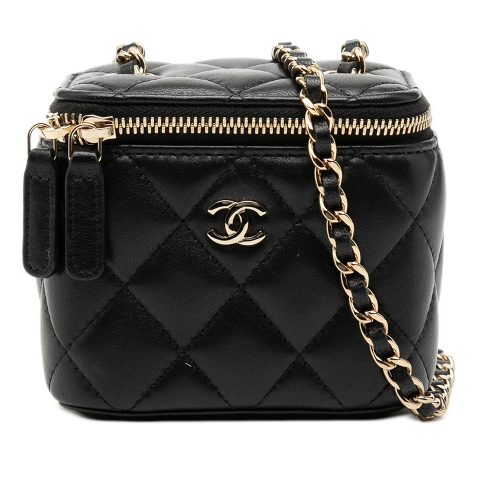 Chanel Coco Mark Matelassé Mini Vanity Bag Chain Shoulder Black La... GZl1ha5a