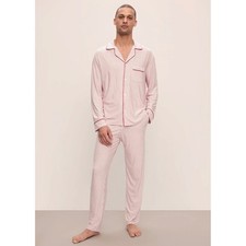 Eberjey William Mens Pajama Set Red White Striped Tencel Modal Long Sleeve Small