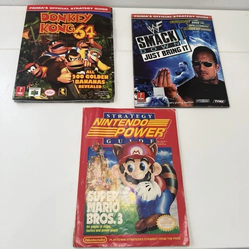 Lot 3 Vintage NES Guide Books Nintendo Power Strategy Rock WWF Donkey Kong Mario