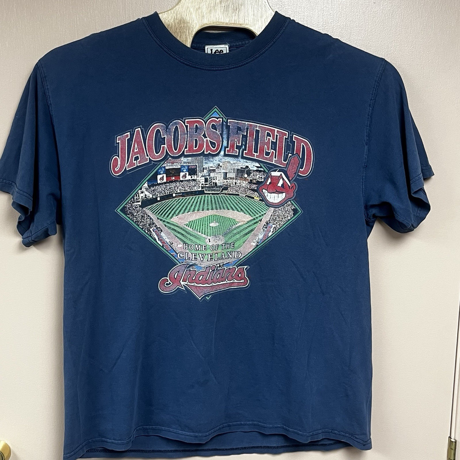 Vintage Cleveland Indians Jacobs Field Men's Large T-Shirt Y2K Lee Sport Tag