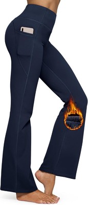G4Free Women's Fleece Lined Flare Yoga Pants with Pockets Winter Warm... |  eBay