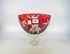 AJKA LIMITED "DESIGN GUILD" RUBY RED ARTIST SIGNED CRYSTAL GLASS BOWL !