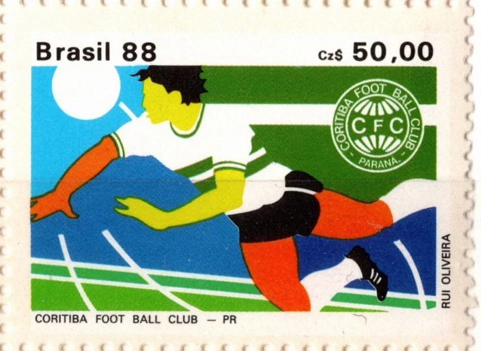 BRAZIL 1988 FAMOUS SOCCER CLUBS FLUMINENSE,do Recife,Coritiba,Grêmio 4 STAMP MNH - Image 3 of 4