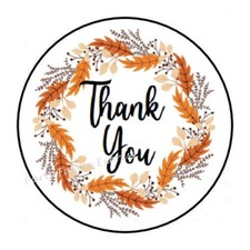 THANK YOU FALL WREATH ENVELOPE SEALS LABELS STICKERS PARTY FAVORS