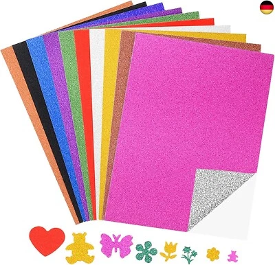 XIAOJING0 10 Blatt Glitzerpapier Selbstklebend,Zufällige Farben 80 g/m²-A4 Größe Bunt Kle