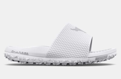 NWOB Under Armour UA Project Rock White Slides / Brahma Bull Size 8 The Rock NWOB Under Armour UA Project Rock White Slides / Brahma Bull  main image 3