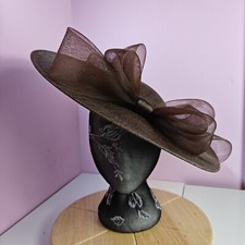 dark brown large fascinator wedding hat  Kentucky Derby Royal Ascot bow