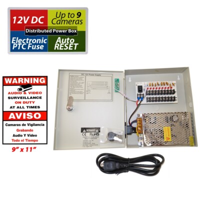 9 Channel DC 12V 5A Power Supply Distribution Box for CCTV Surveillance Systems 