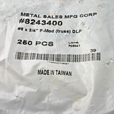 250 Qty  8 x 3/4" Zinc Plated Phillips Modified Truss Head Wood Screws NIP