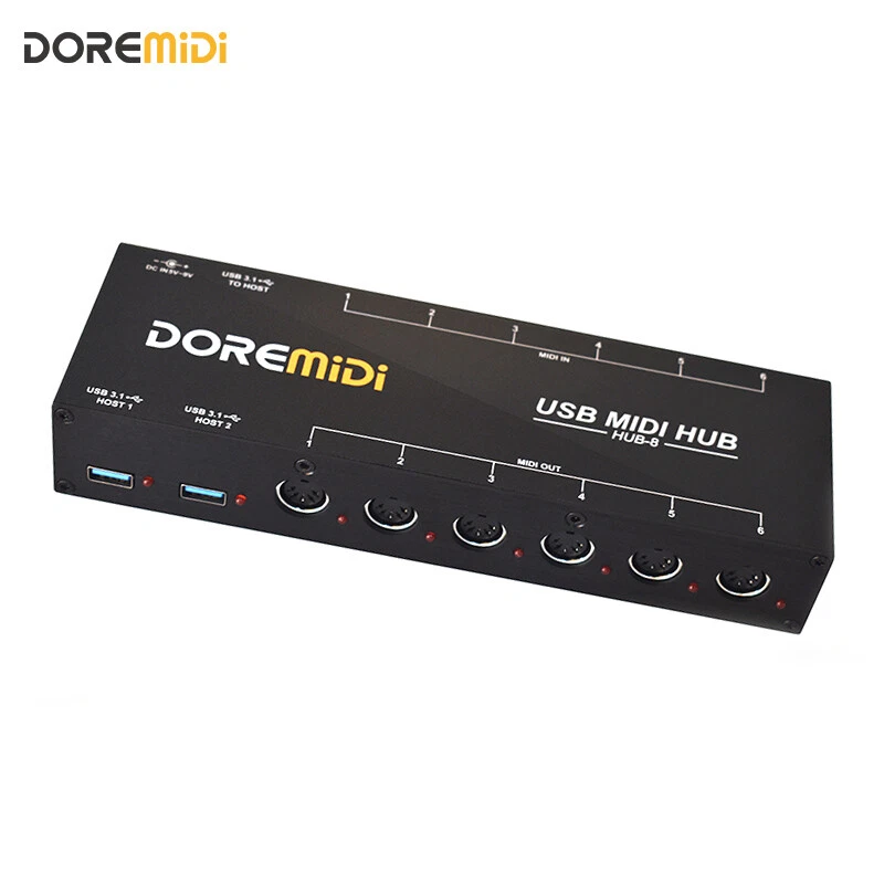 DOREMiDi HUB-8 6x6 MIDI Interface Host x2 MIDI Hub Box 96 Channels - Image 2 of 4