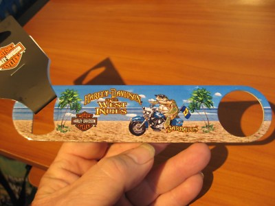 Genuine Harley Davidson 7'' Metal Bottle Opener Magnet / West Indies Barbados 