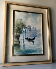Quadro - Acquarello con doppia cornice - Venezia