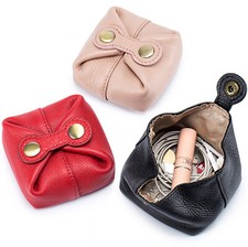 Cowhide Leather Coin Purse Small Snap Pouch Wallet Bag Change Purse Ladies Gifts