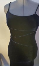Navy Blue Velvet Full-Length Dress Size 8